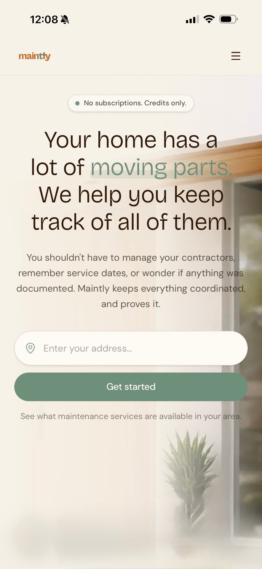 Maintly mobile home screen